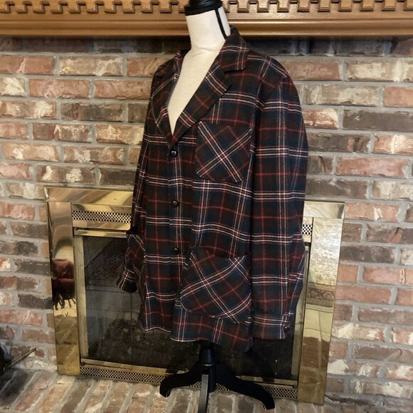Pendleton Red Men’s  Casual Blazer Shirt 100% Wool Size medium Vintage - Picture 2 of 6